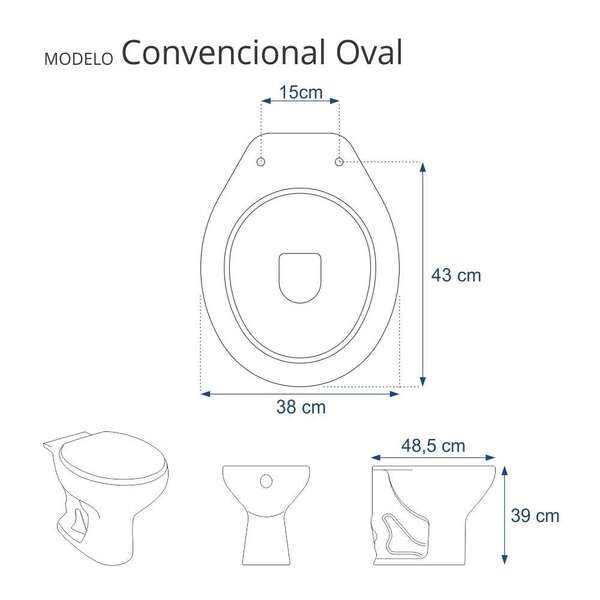 Assento Sanitário Convencional Oval Branco para Vaso Deca - Imagem 6
