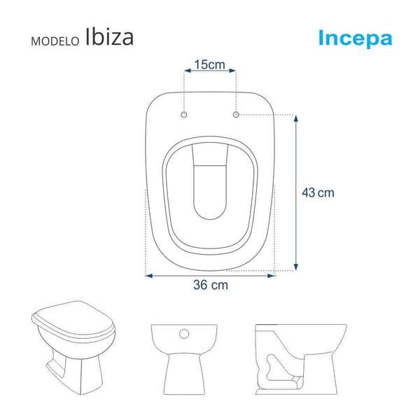 Assento Sanitário Ibiza Branco para Vaso Incepa Cidamar - Imagem 5