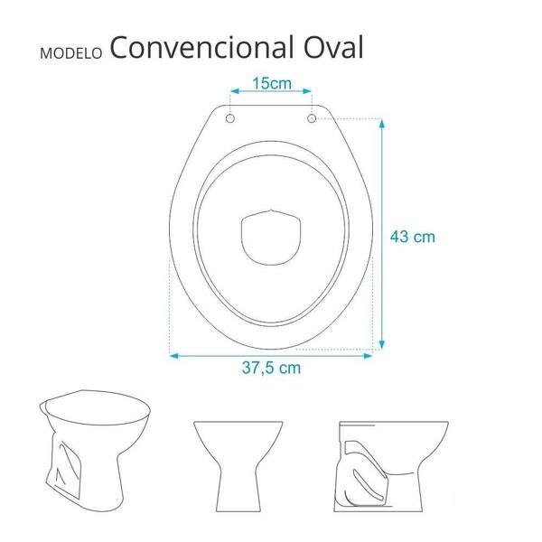 Assento Sanitario Laqueado Convencional Oval Bone para Vaso Ideal Standard Standard - Imagem 3