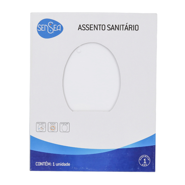 Assento Sanitário Formatos Monte Carlo com Fechamento Comum Quadrado Poliéster Branco Sensea - Imagem 6