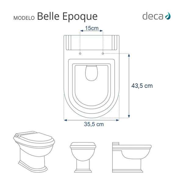 Assento Sanitario Poliester Belle Epoque Branco para Vaso Deca - Imagem 5