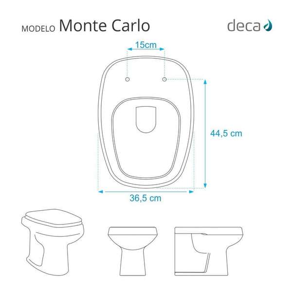 Assento Sanitário Poliéster Monte Carlo Branco para Vaso Deca - Imagem 5
