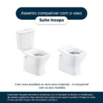 Assento Sanitário Poliéster Suite Branco para Vaso Incepa 1.6gpf 6lpf - Imagem 4