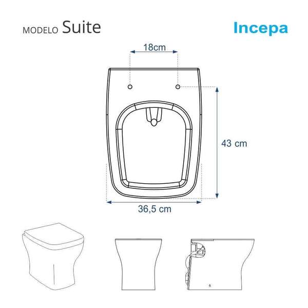 Assento Sanitário Poliéster Suite Branco para Vaso Incepa 1.6gpf 6lpf - Imagem 5