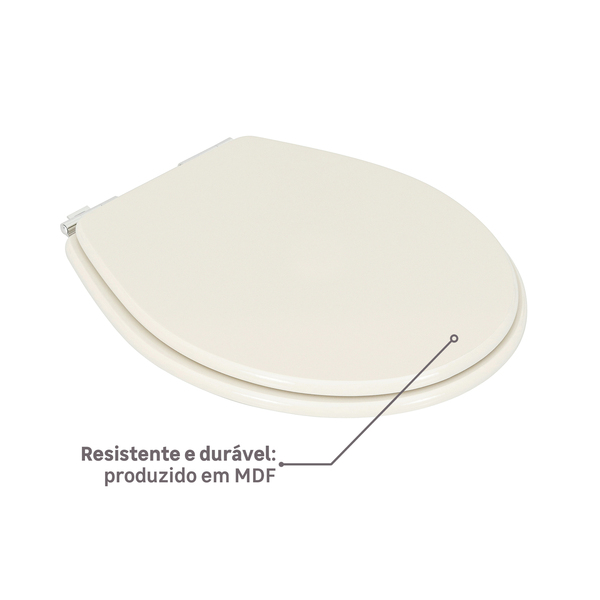 Assento Sanitário Formatos Ravena Targa Izy e Studio com Fechamento Comum Oval MDF Creme Sicmol - Imagem 3