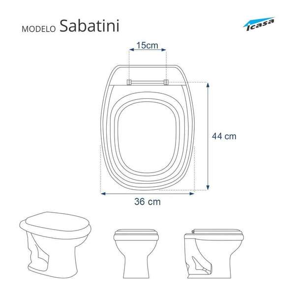 Assento Sanitario Sabatini Branco para Bacia Icasa 6lpf - Imagem 5