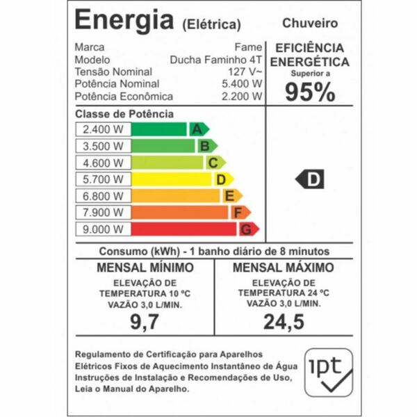 Chuveiro Ducha Faminho Black Fame 4t 127v 5400w - Imagem 3