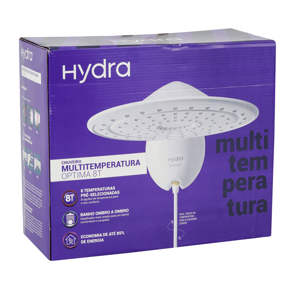 Chuveiro Elétrico Multitemperatura 127v (110v) 5500w Branco Redondo Optima 8T Hydra - Imagem 8