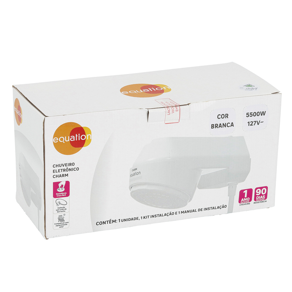 Chuveiro Elétrico Eletrônico 127v (110v) 5500w Branco Redondo Charm Equation - Imagem 7