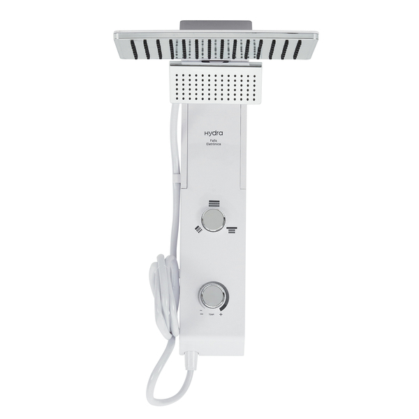 Chuveiro Elétrico Eletrônico 127v (110v) 5500w Branco e Cromado Quadrado Falls Hydra - Imagem 3