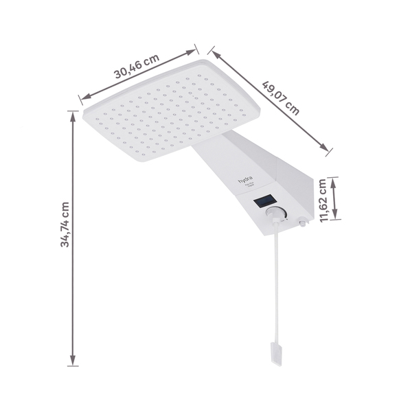 Chuveiro Elétrico Eletrônico com Visor Digital 127v (110v) 5500w Branco Quadrado Polo Plus Hydra - Imagem 7