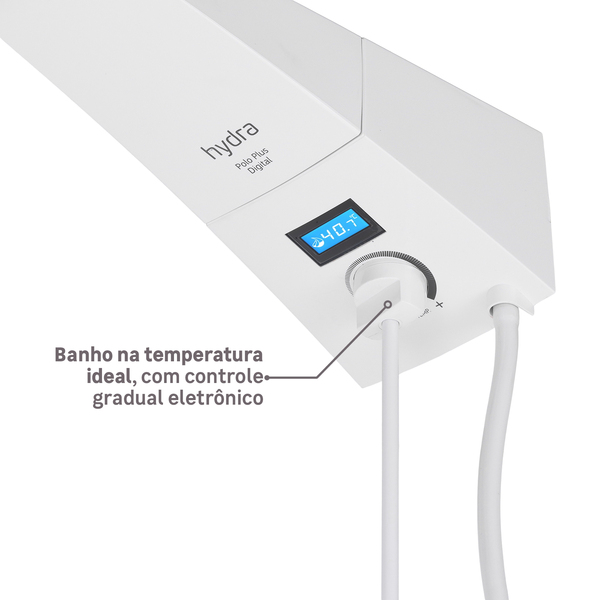 Chuveiro Elétrico Eletrônico com Visor Digital 127v (110v) 5500w Branco Quadrado Polo Plus Hydra - Imagem 4
