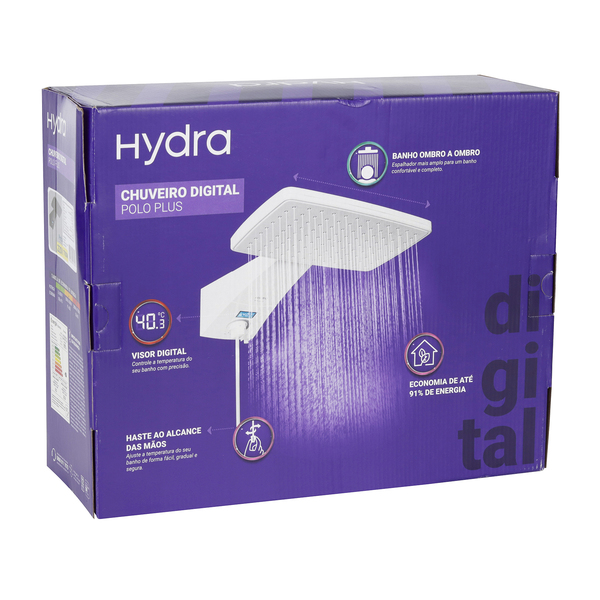 Chuveiro Elétrico Eletrônico com Visor Digital 127v (110v) 5500w Preto Quadrado Polo Plus Hydra - Imagem 7