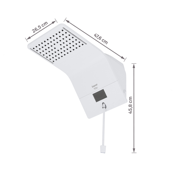 Chuveiro Elétrico Híbrido Eletrônico com Visor Digital 220v 7500w Branco Quadrado Ducali Premium Digital Zagonel - Imagem 10