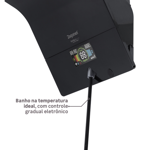 Chuveiro Elétrico Híbrido Eletrônico com Visor Digital 220v 7500w Preto Quadrado Ducali Premium Digital Zagonel - Imagem 8