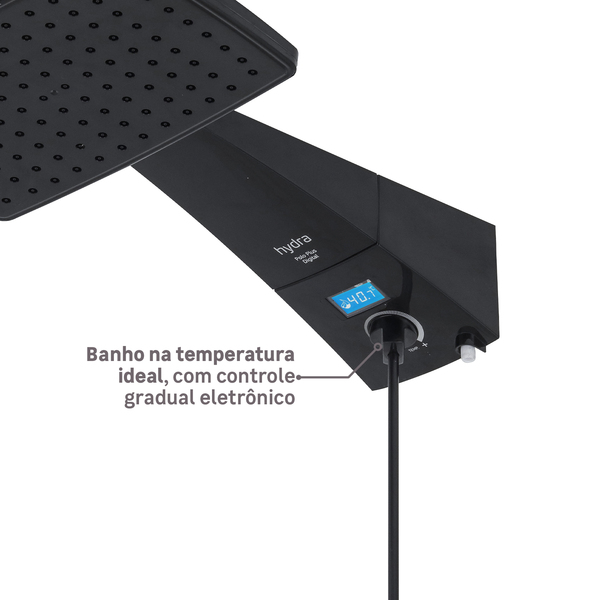 Chuveiro Elétrico Eletrônico com Visor Digital 220v 7700w Preto Quadrado Polo Plus Hydra - Imagem 4
