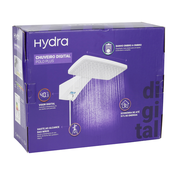 Chuveiro Elétrico Eletrônico com Visor Digital 220v 7700w Preto Quadrado Polo Plus Hydra - Imagem 7