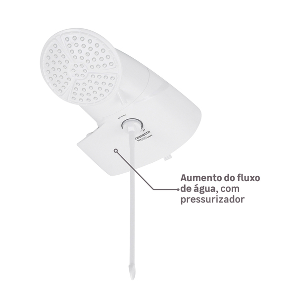 Chuveiro Elétrico Eletrônico 127v (110v) 5500w Branco Redondo com Pressurizador Top Jet Lorenzetti - Imagem 4