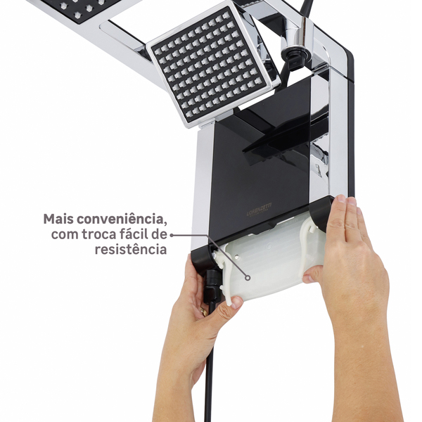 Chuveiro Elétrico Eletrônico 127v (110v) 5500w Preto e Cromado Quadrado Acqua Duo Ultra Lorenzetti - Imagem 7
