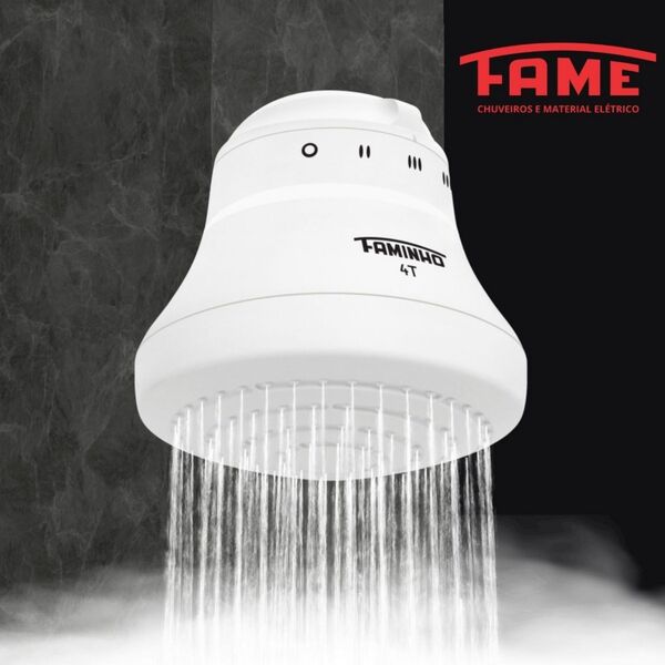 Chuveiro Elétrico 220v 6800w Branco Redondo Faminho 4T Sem Cano Fame - Imagem 4