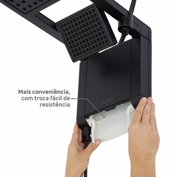 Chuveiro Elétrico Eletrônico 220v 7800w Preto Fosco Quadrado Acqua Duo Ultra Lorenzetti - Imagem 4