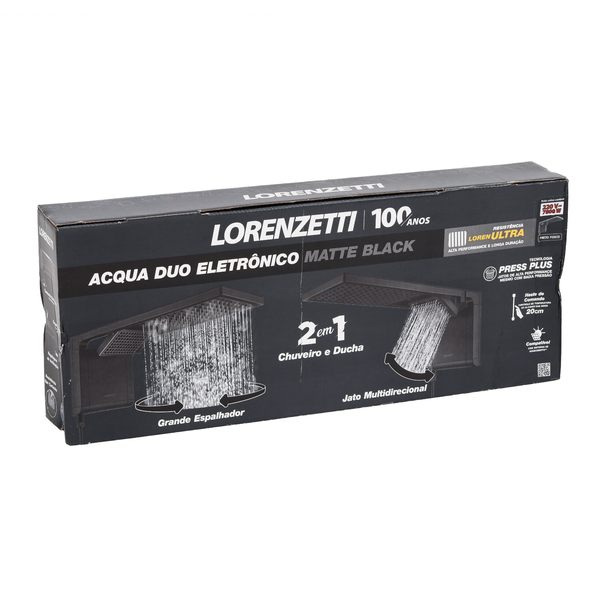 Chuveiro Elétrico Eletrônico 220v 7800w Preto Fosco Quadrado Acqua Duo Ultra Lorenzetti - Imagem 9