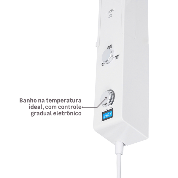 Chuveiro Elétrico Eletrônico com Visor Digital 220v 7700w Branco e Cromado Quadrado Falls Digital Hydra - Imagem 8