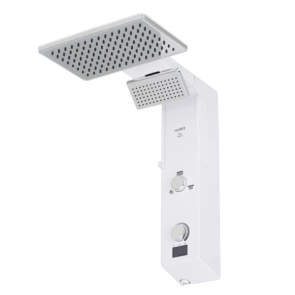 Chuveiro Elétrico Eletrônico com Visor Digital 220v 7700w Branco e Cromado Quadrado Falls Digital Hydra