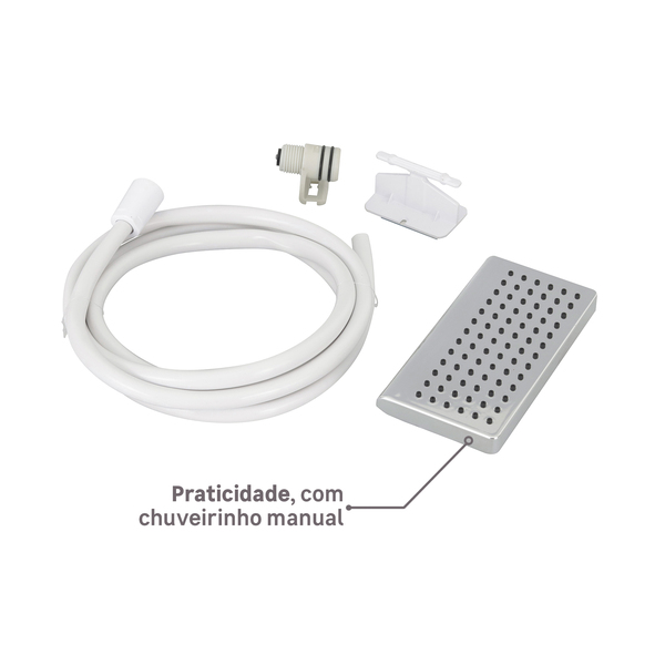 Chuveiro Elétrico Eletrônico 220v 7700w Branco e Cromado Quadrado Falls Hydra - Imagem 9