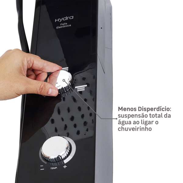 Chuveiro Elétrico Eletrônico 220v 7700w Preto e Cromado Quadrado Falls Hydra - Imagem 8