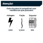 Chuveiro Eletrônico 220v 3500w Branco Super Ducha Blindada Fame - Imagem 4