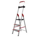 Escada Confort Dobravel 3 Degraus em Aluminio com Suporte Multiuso Alumasa - Imagem 3