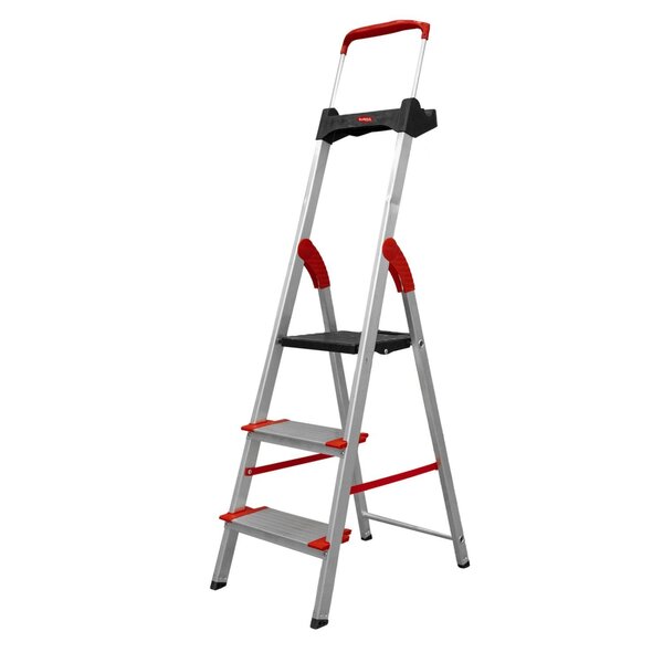 Escada Confort Dobravel 3 Degraus em Aluminio com Suporte Multiuso Alumasa - Imagem 3