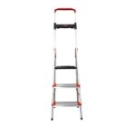 Escada Confort Dobravel 3 Degraus em Aluminio com Suporte Multiuso Alumasa