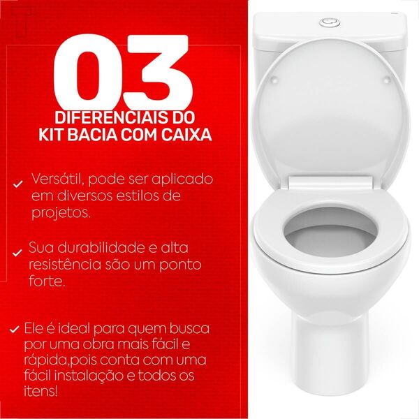 Kit de Bacia com Caixa Acoplada E Assento Flamingo Incepa Branco - Imagem 8