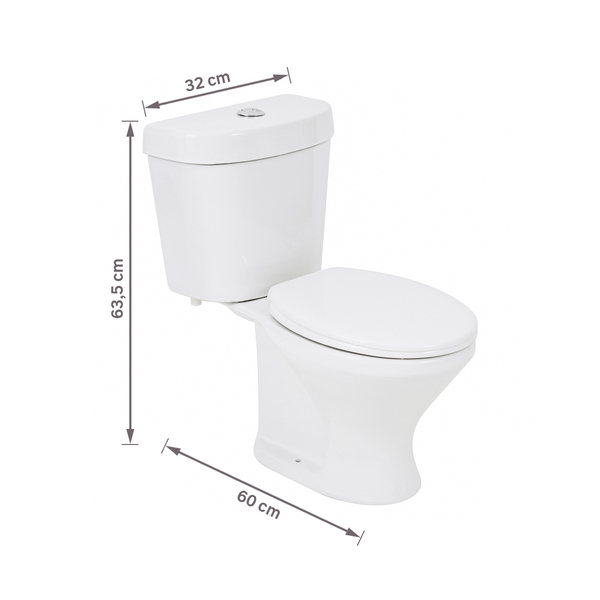 Kit Vaso Sanitário com Caixa Acoplada e Assento Branco Duplo Acionamento 3 6L Saída Vertical Infantil Icasa - Imagem 9