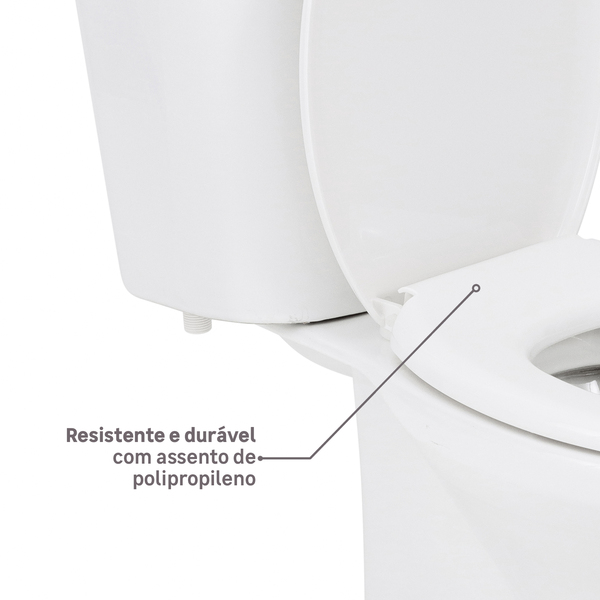 Kit Vaso Sanitário com Caixa Acoplada e Assento Branco Duplo Acionamento 3 6L Saída Vertical Infantil Icasa - Imagem 7