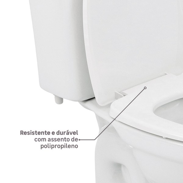 Kit Vaso Sanitário com Caixa Acoplada e Assento Branco Duplo Acionamento 3 6L Saída Vertical Mariana Icasa - Imagem 8