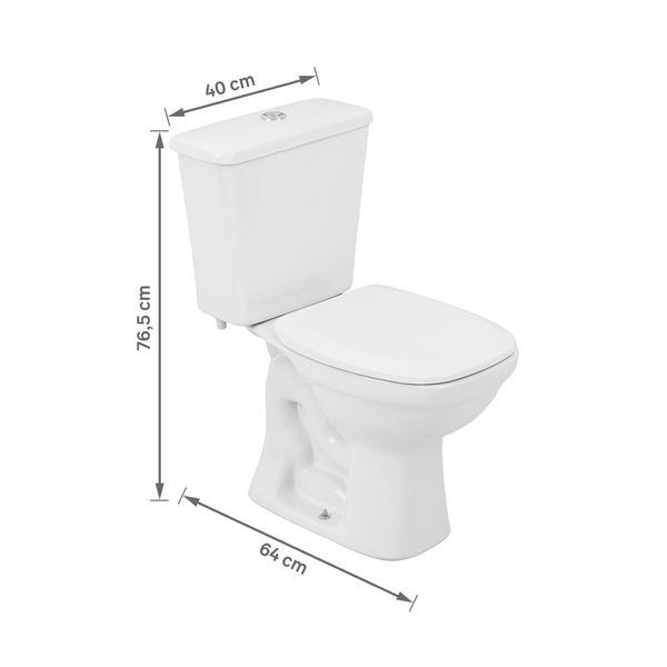 Kit Vaso Sanitário com Caixa Acoplada e Assento Branco Duplo Acionamento 3 6L Saída Vertical Mariana Icasa - Imagem 10