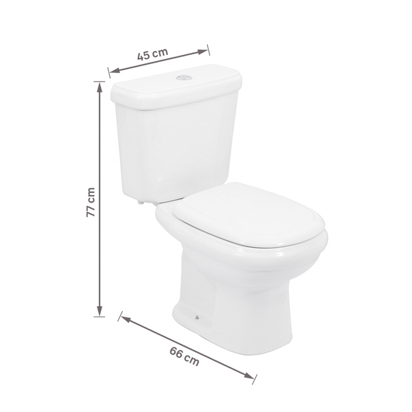 Kit Vaso Sanitário com Caixa Acoplada e Assento Branco Duplo Acionamento 3 6L Saída Vertical Sabatini Icasa - Imagem 9