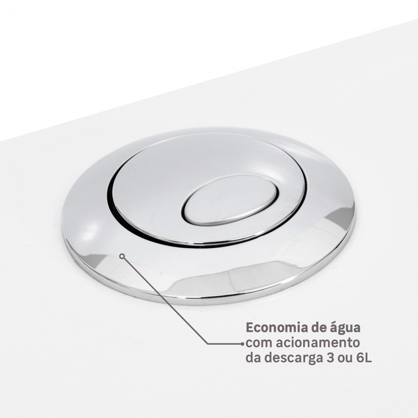 Kit Vaso Sanitário com Caixa Acoplada e Assento Branco Duplo Acionamento 3 6L Saída Vertical Sabatini Icasa - Imagem 6