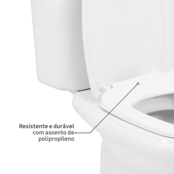 Kit Vaso Sanitário com Caixa Acoplada e Assento Branco Duplo Acionamento 3 6L Saída Vertical Sabatini Icasa - Imagem 7