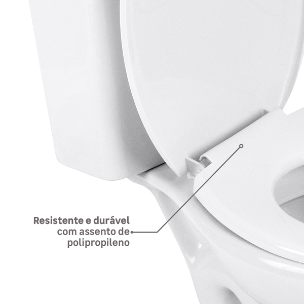 Kit Vaso Sanitário com Caixa Acoplada e Assento Branco Duplo Acionamento 3 6L Saída Vertical Saveiro - Celite - Imagem 6