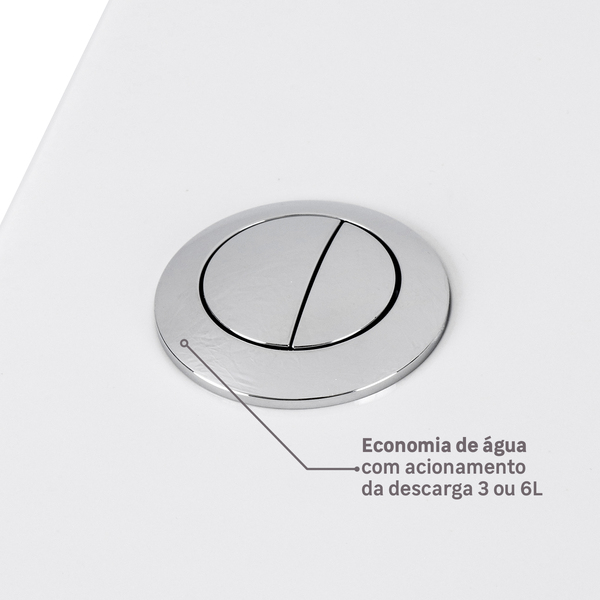 Kit Vaso Sanitário com Caixa Acoplada e Assento Branco Duplo Acionamento 3 6L Saída Vertical Saveiro - Celite - Imagem 5