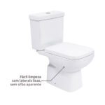 Kit Vaso Sanitário com Caixa Acoplada e Assento Branco Duplo Acionamento 3 6L Vertical Lyon Plus Sensea - Imagem 5