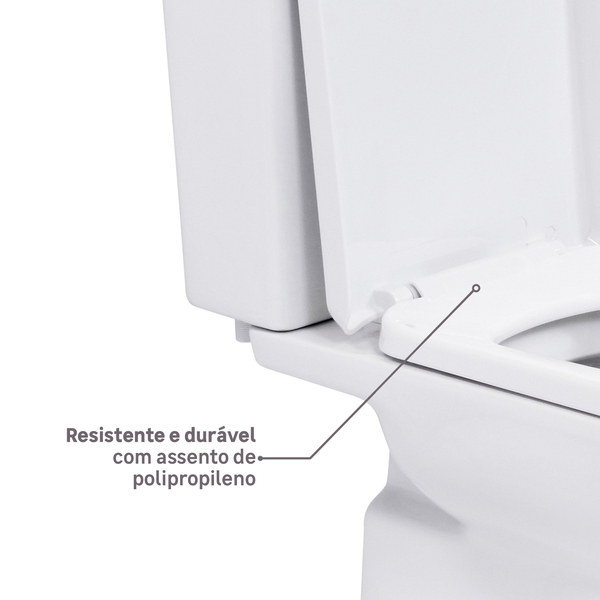 Kit Vaso Sanitário com Caixa Acoplada e Assento Branco Duplo Acionamento 3 6L Vertical Lyon Plus Sensea - Imagem 7