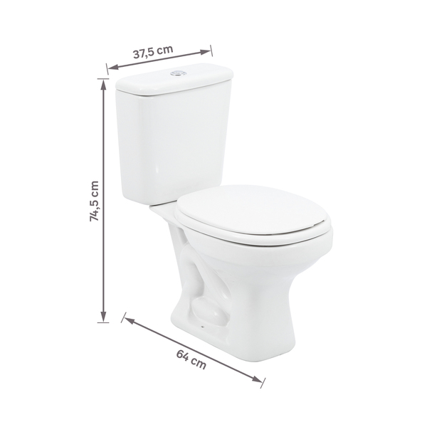 Kit Vaso Sanitário com Caixa Acoplada e Assento Branco Duplo Acionamento 3 6L Saída Vertical Aspen Deca - Imagem 9