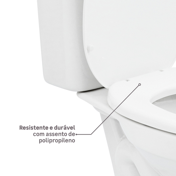 Kit Vaso Sanitário com Caixa Acoplada e Assento Branco Duplo Acionamento 3 6L Saída Vertical Aspen Deca - Imagem 6
