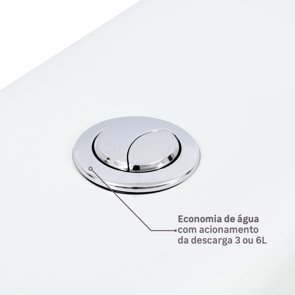 Kit Vaso Sanitário com Caixa Acoplada e Assento Branco Duplo Acionamento 3 6L Saída Vertical Aspen Deca - Imagem 5