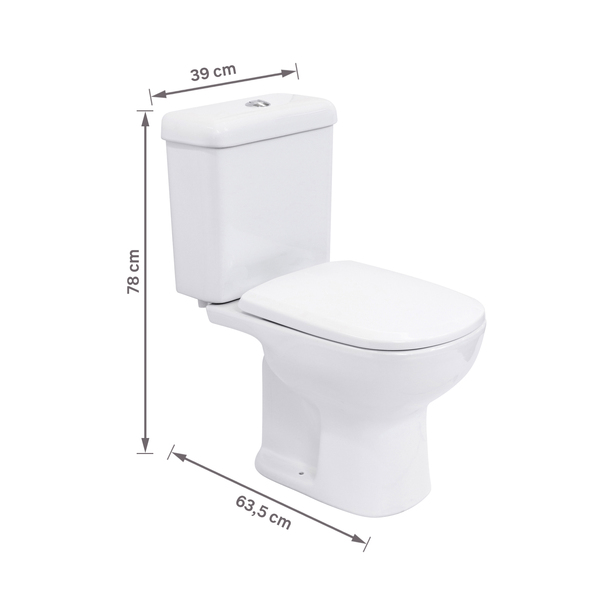 Kit Vaso Sanitário com Caixa Acoplada e Assento Branco Duplo Acionamento 3 6L Saída Vertical Lille Sensea - Imagem 10